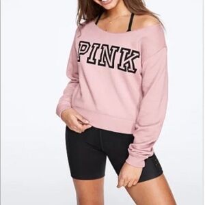 Victoria’s Secret dusty rose pink off shoulder fleece sweatshirt size small